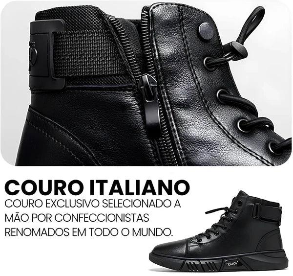 Kit Bota Italiana Vitello Masculina de Couro Legitimo + 3 BRINDES: Cinto, Relógio e Carteira - LeVienna