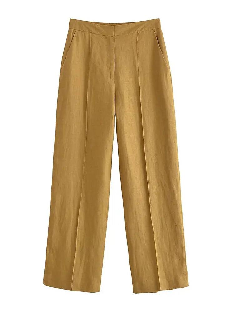 Calça Alfaiataria - Mustard - LeVienna