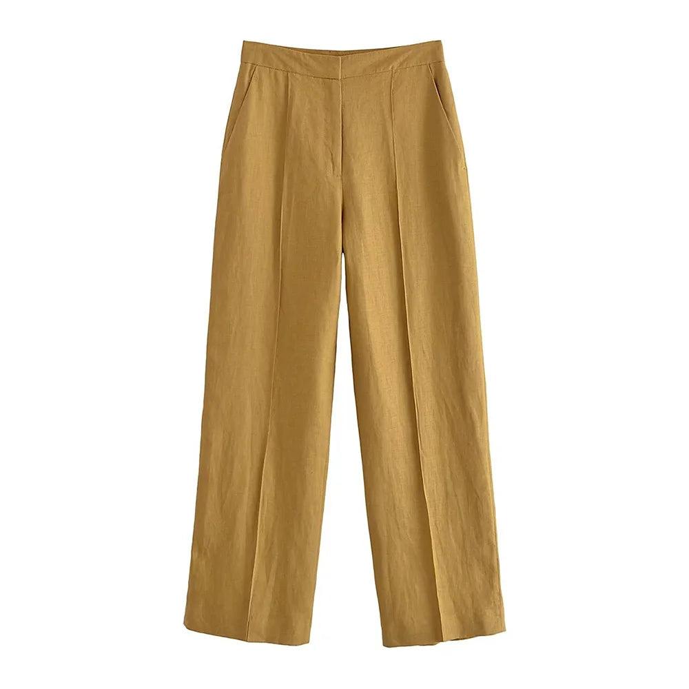 Calça Alfaiataria - Mustard - LeVienna