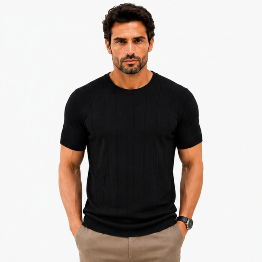 Camiseta Masculina Premium em Tricot Canelado Levienna