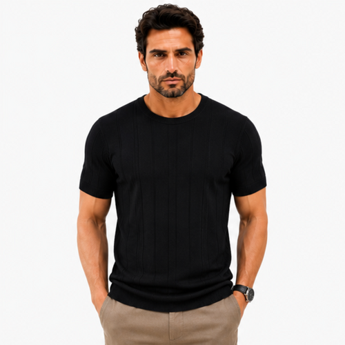 Camiseta Masculina Premium em Tricot Canelado Levienna