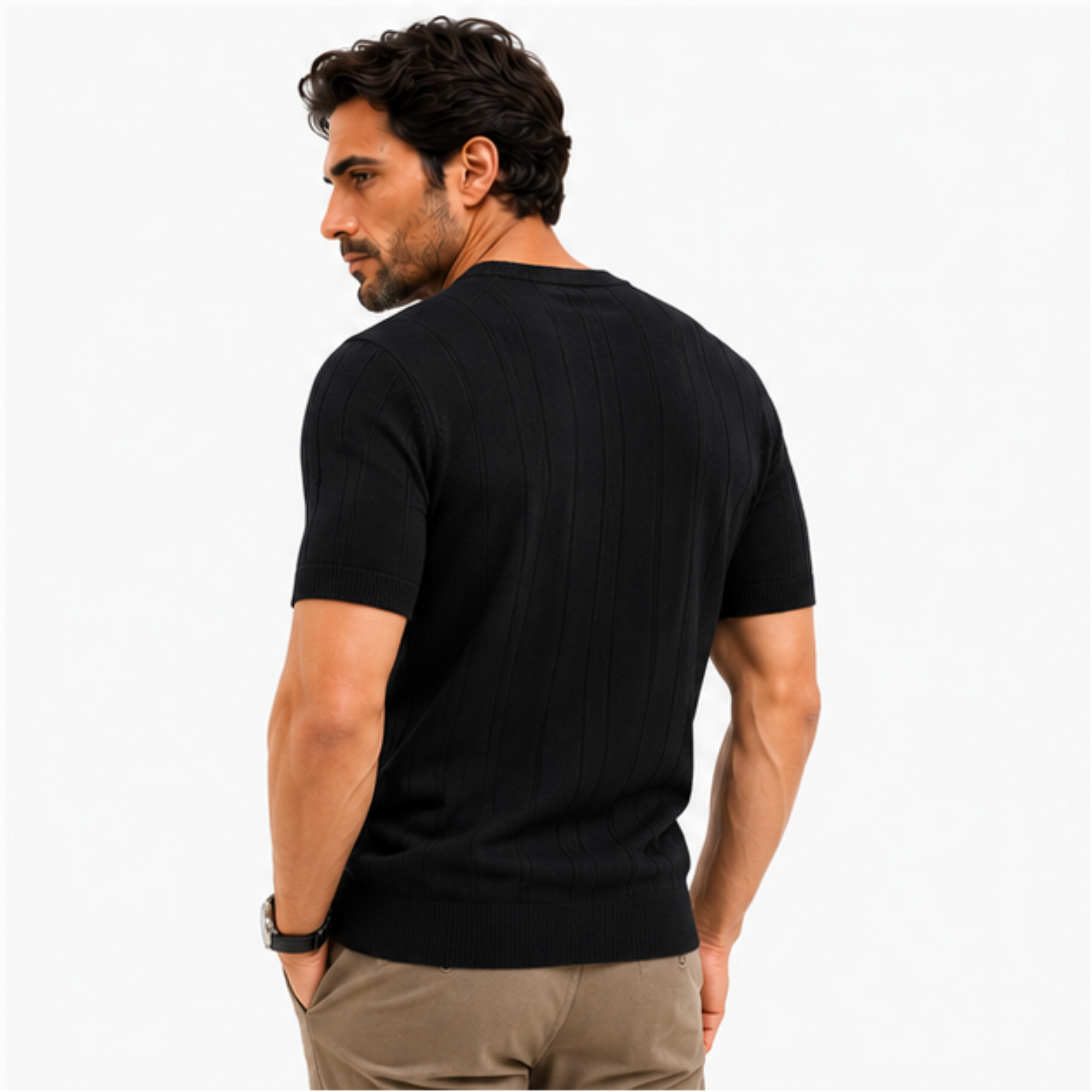 Camiseta Masculina Premium em Tricot Canelado Levienna