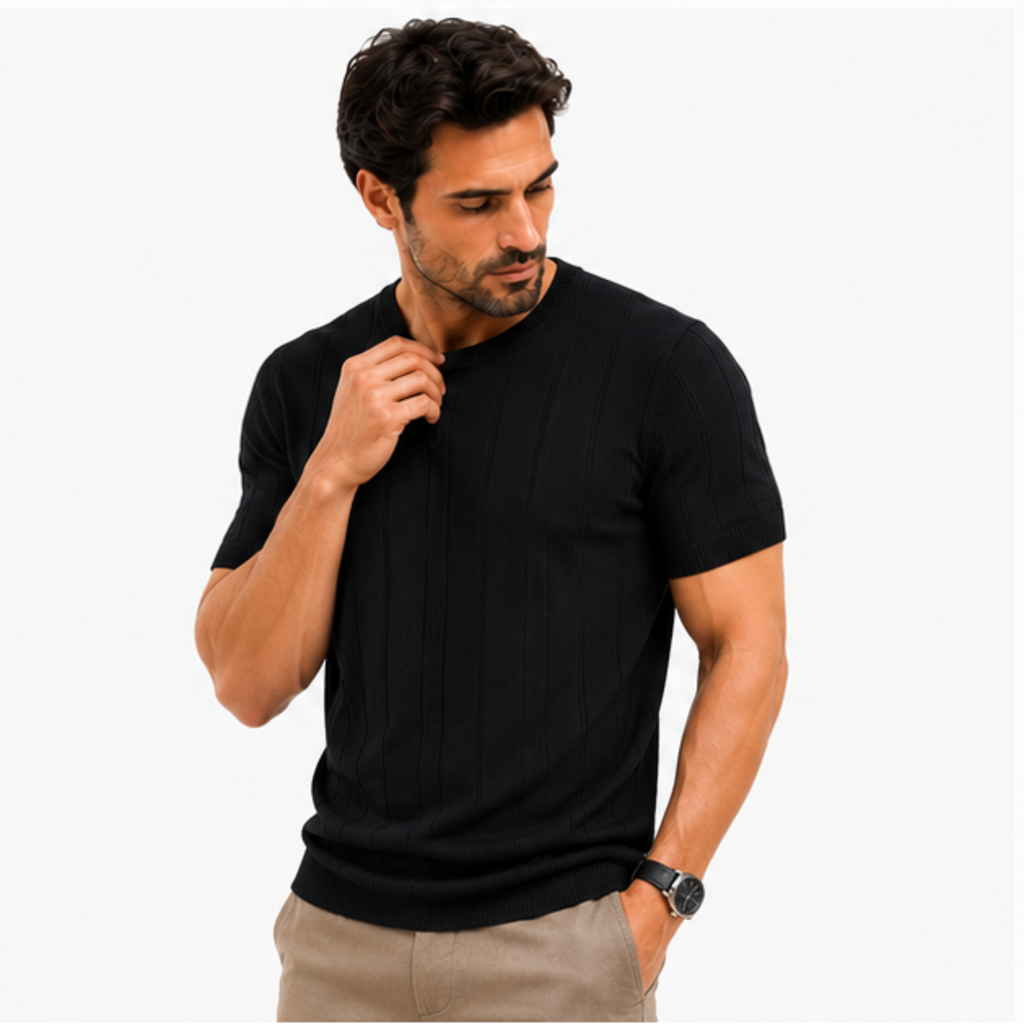 Camiseta Masculina Premium em Tricot Canelado Levienna
