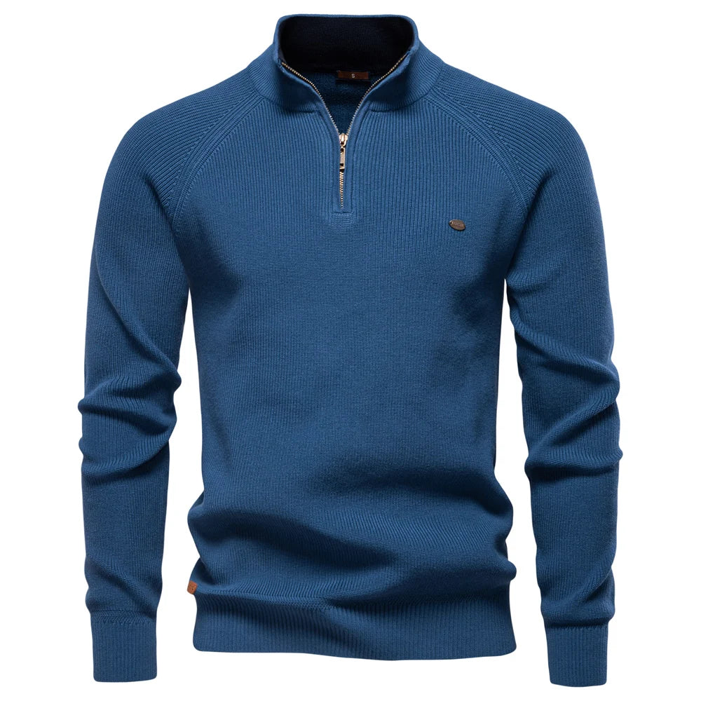 Suéter Masculino Tricot Gola Alta com Meio Zíper Levienna