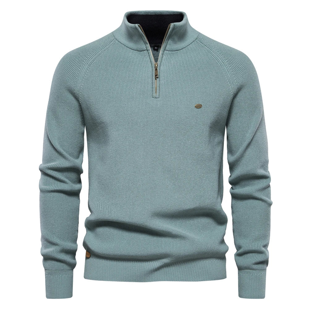 Suéter Masculino Tricot Gola Alta com Meio Zíper Levienna