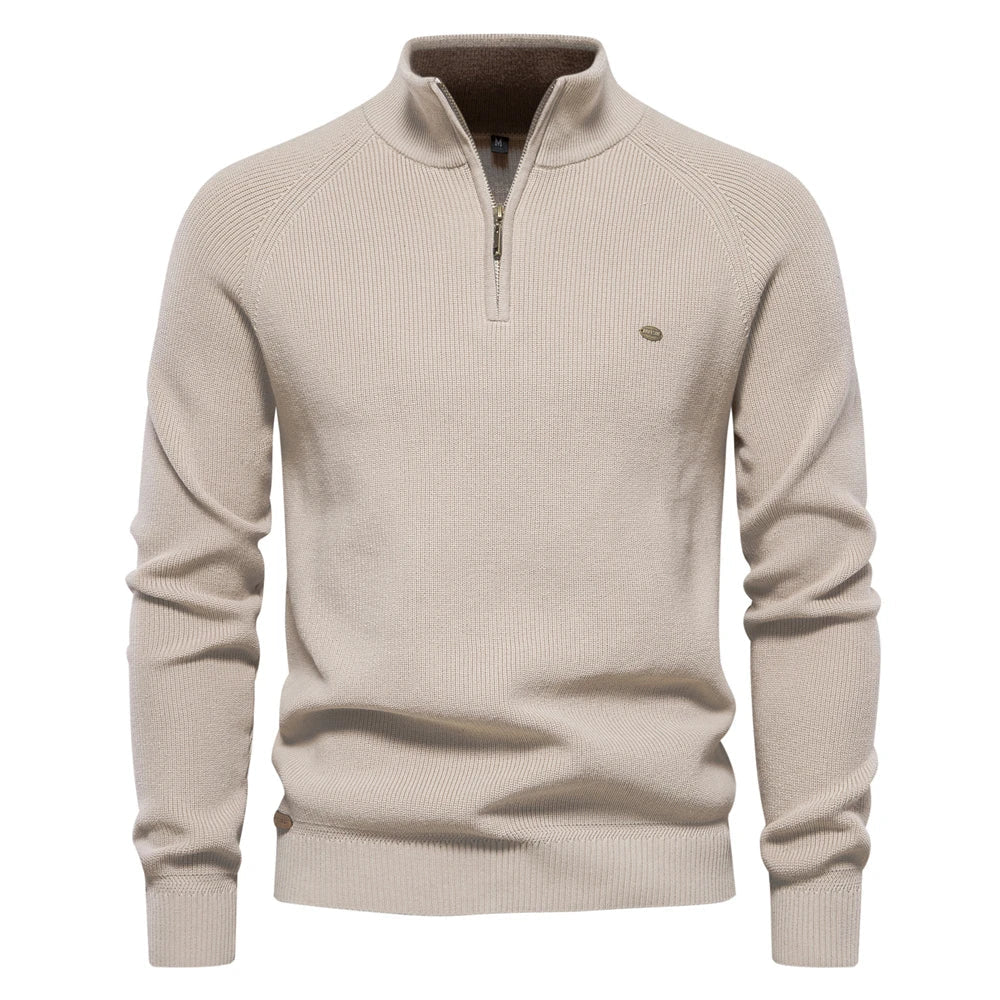 Suéter Masculino Tricot Gola Alta com Meio Zíper Levienna