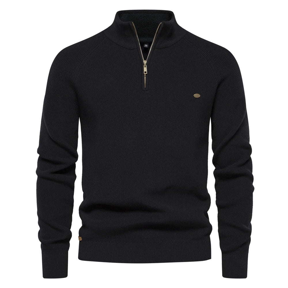 Suéter Masculino Tricot Gola Alta com Meio Zíper Levienna