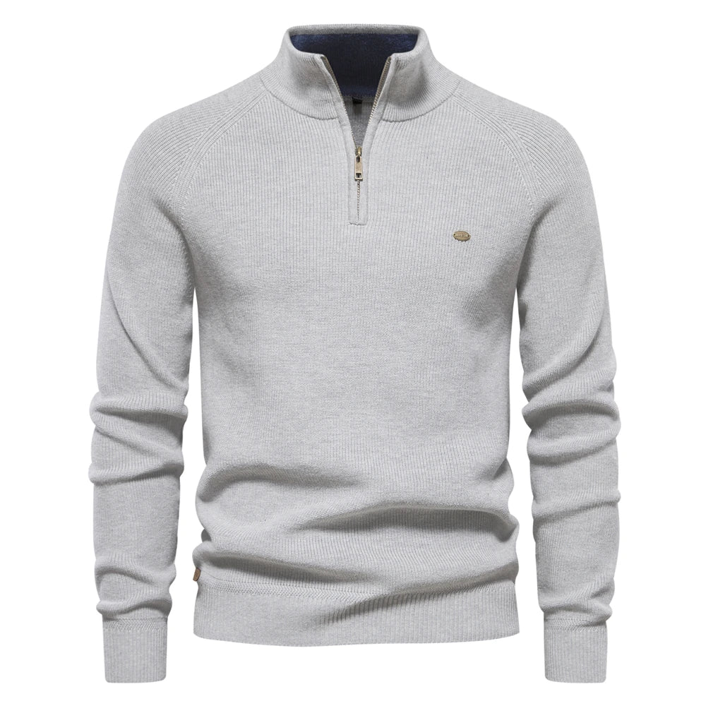 Suéter Masculino Tricot Gola Alta com Meio Zíper Levienna