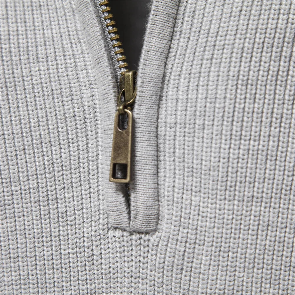 Suéter Masculino Tricot Gola Alta com Meio Zíper Levienna