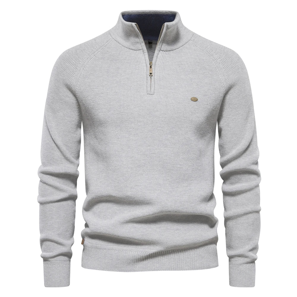 Suéter Masculino Tricot Gola Alta com Meio Zíper Levienna