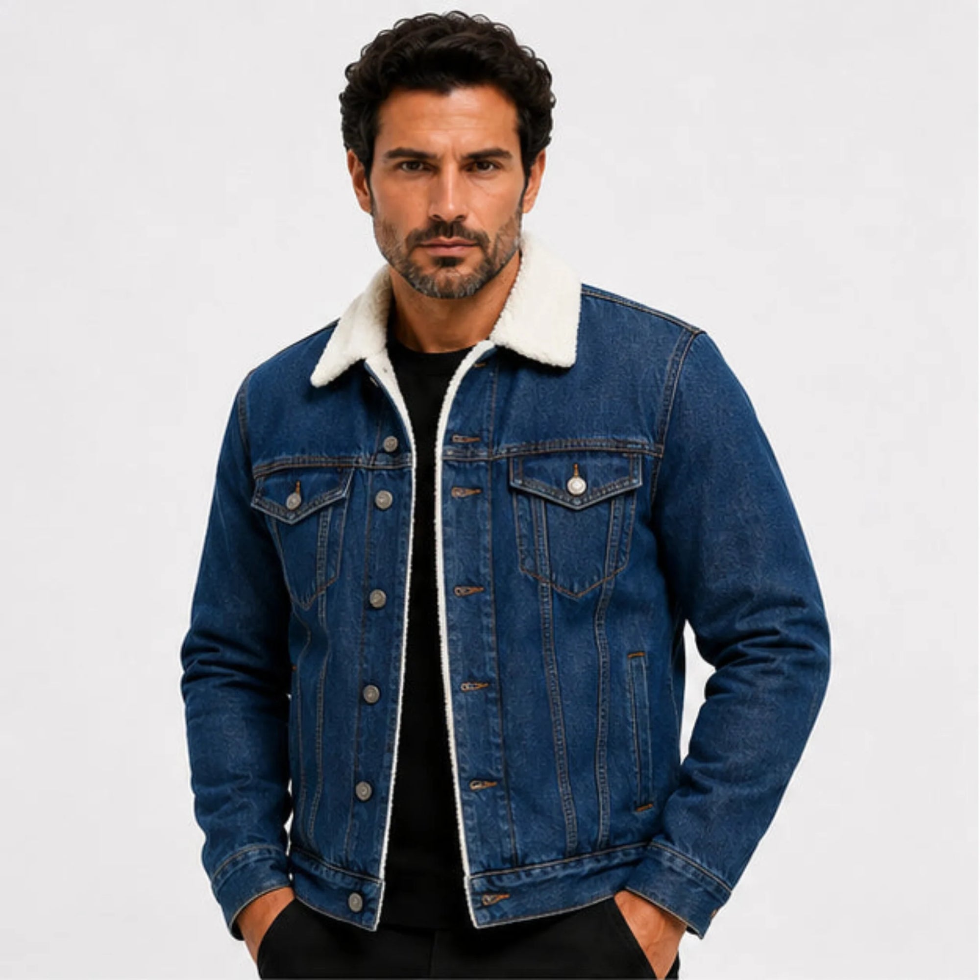 Jaqueta Masculina Jeans Forrada com Pelo Levienna