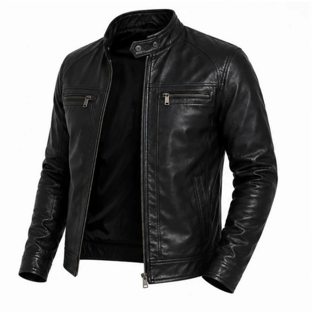 Jaqueta Masculina De Couro Slim Racer