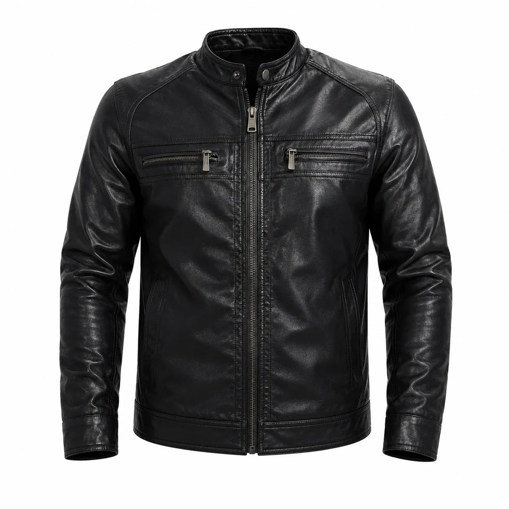 Jaqueta Masculina De Couro Slim Racer