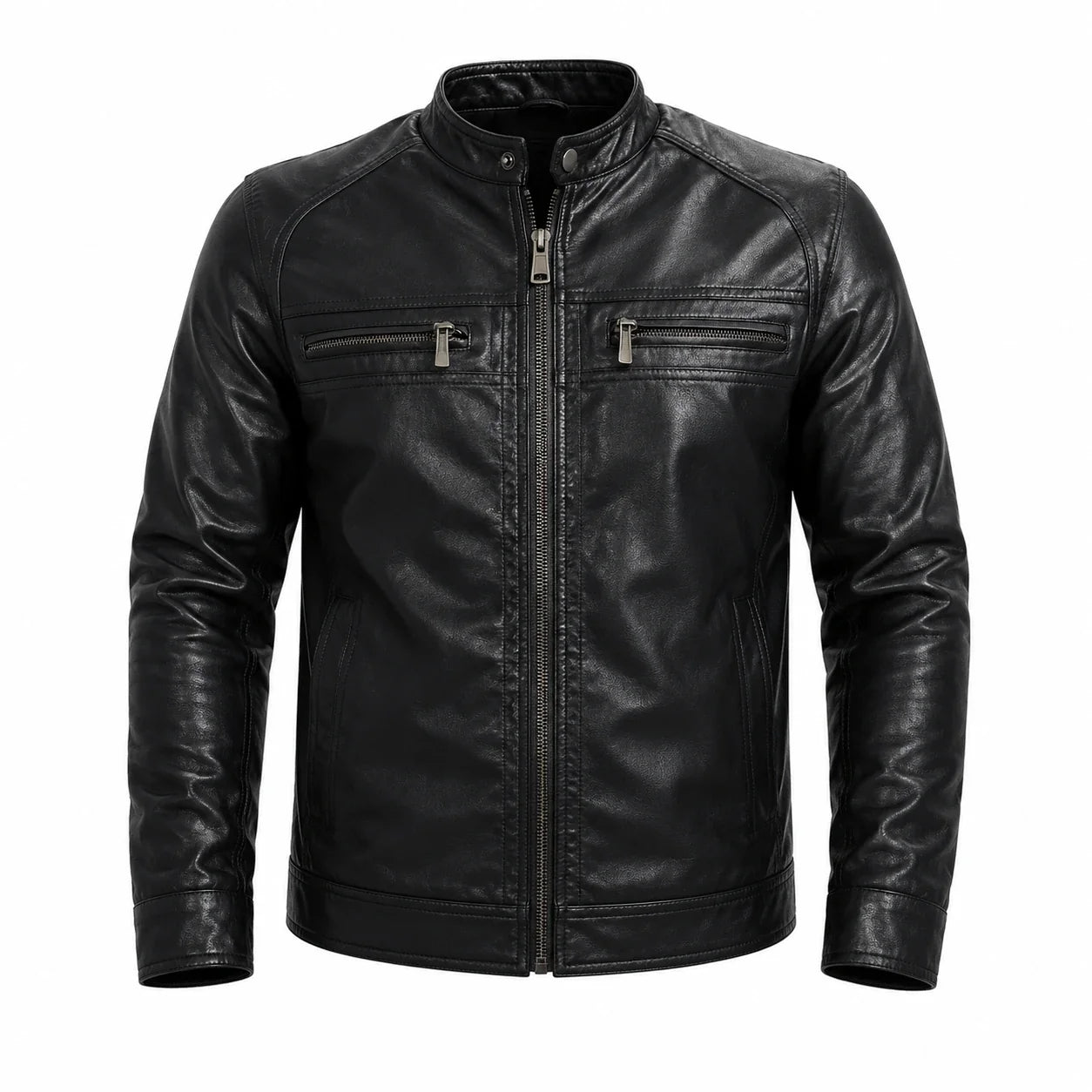 Jaqueta Masculina De Couro Slim Racer