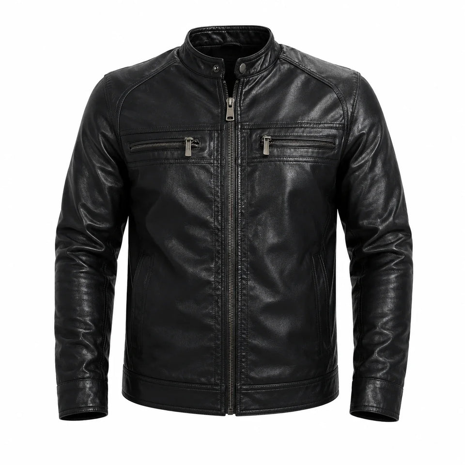 Jaqueta Masculina De Couro Slim Racer