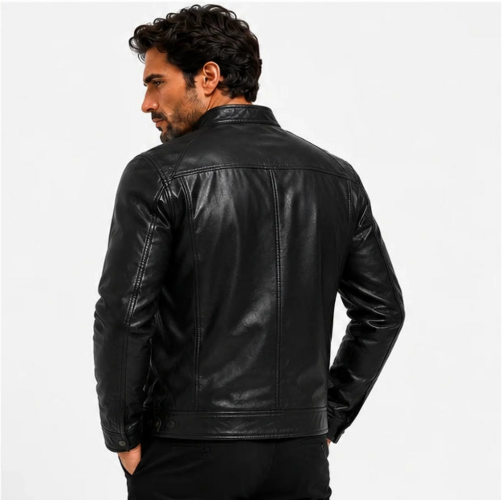 Jaqueta Masculina De Couro Slim Racer