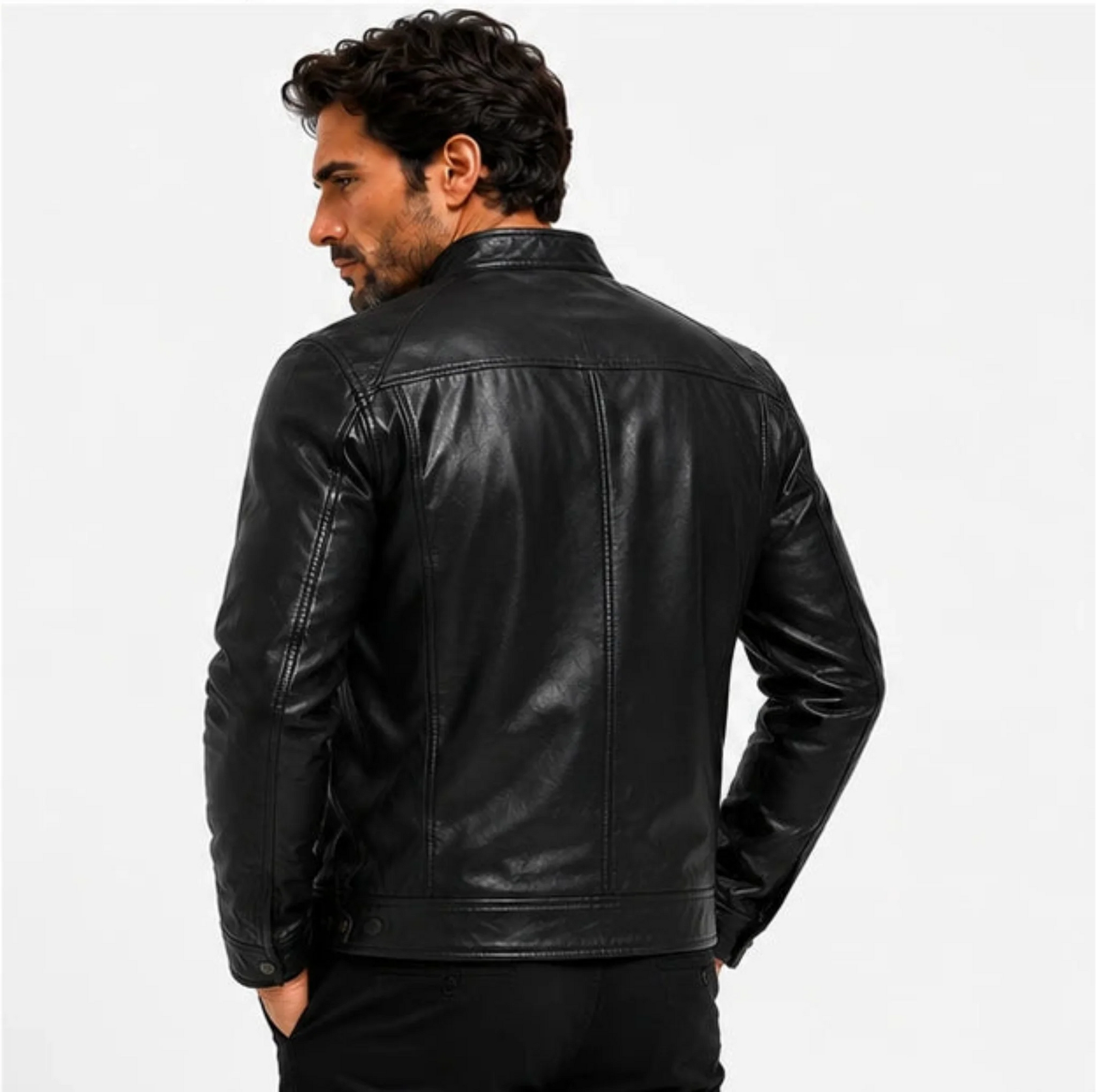 Jaqueta Masculina De Couro Slim Racer