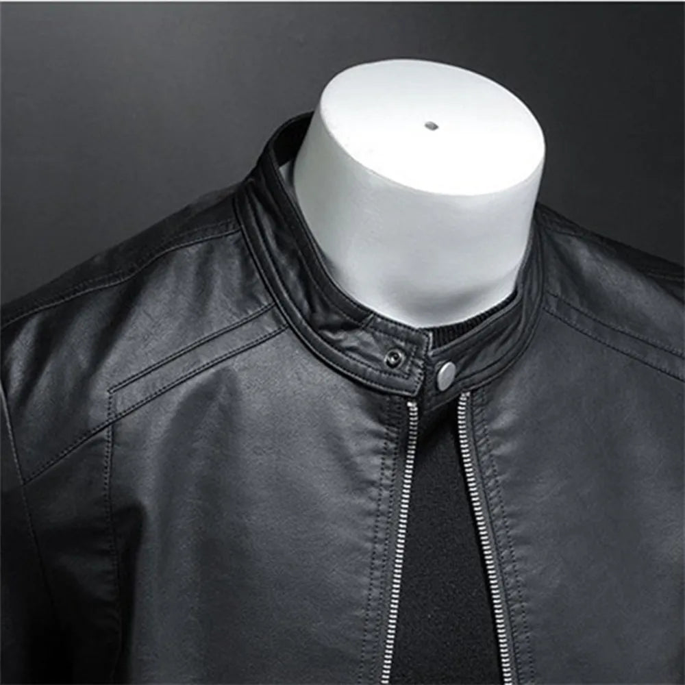 Jaqueta Masculina de Couro Biker Slim Levienna