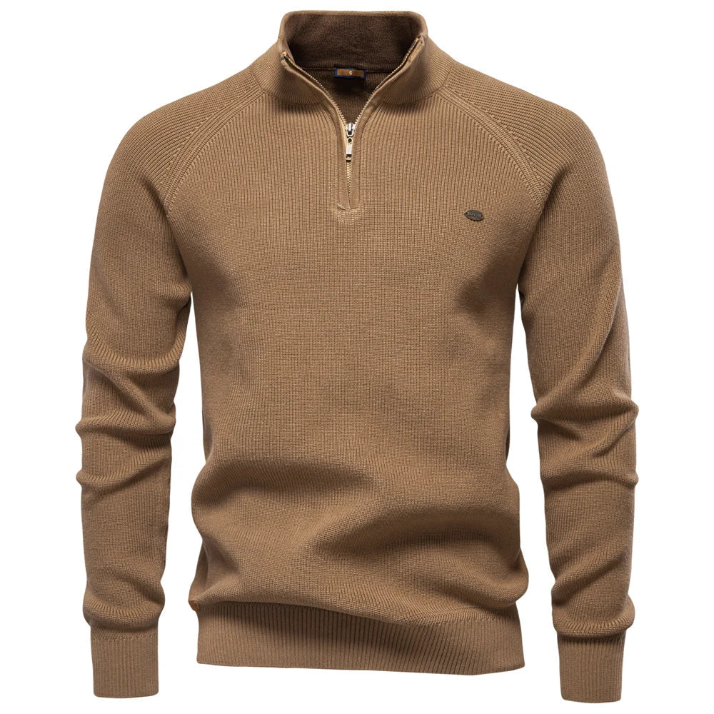 Suéter Masculino Tricot Gola Alta com Meio Zíper Levienna