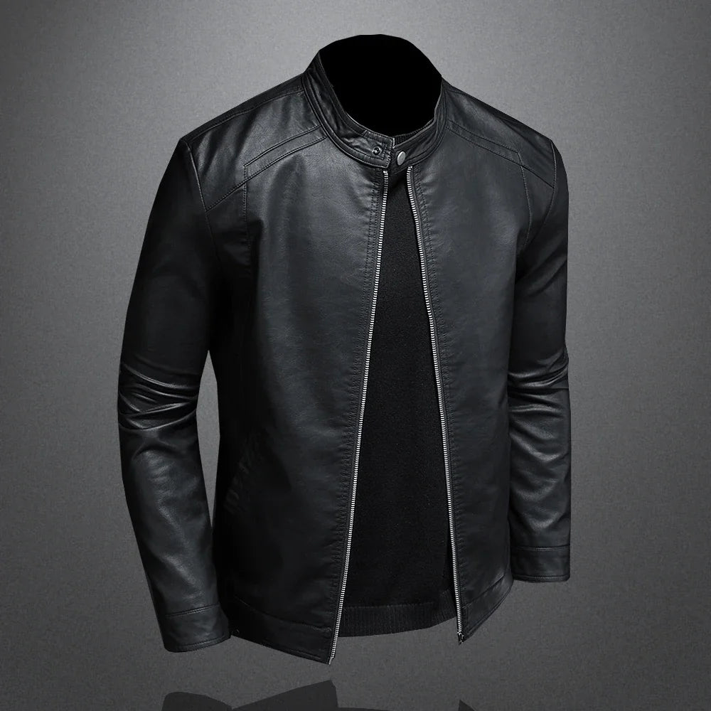 Jaqueta Masculina de Couro Biker Slim Levienna