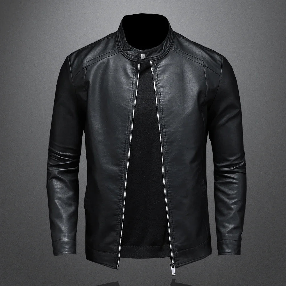Jaqueta Masculina de Couro Biker Slim Levienna