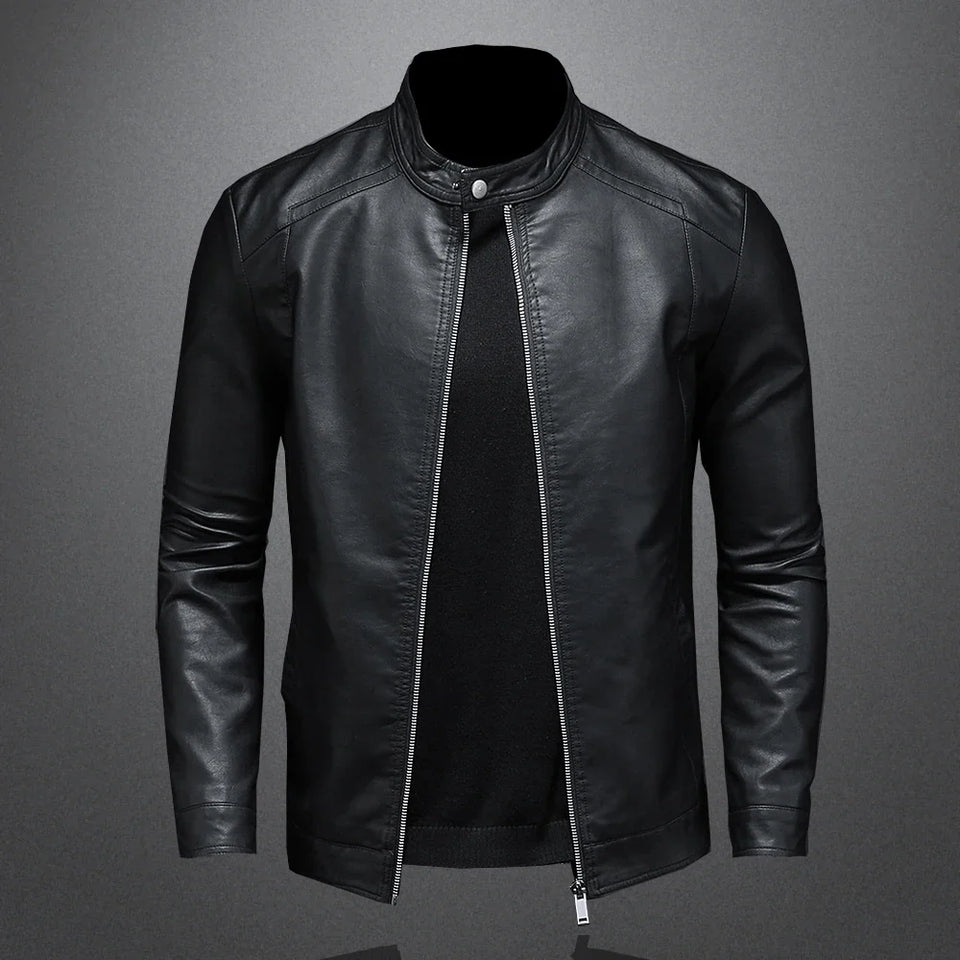Jaqueta Masculina de Couro Biker Slim Levienna