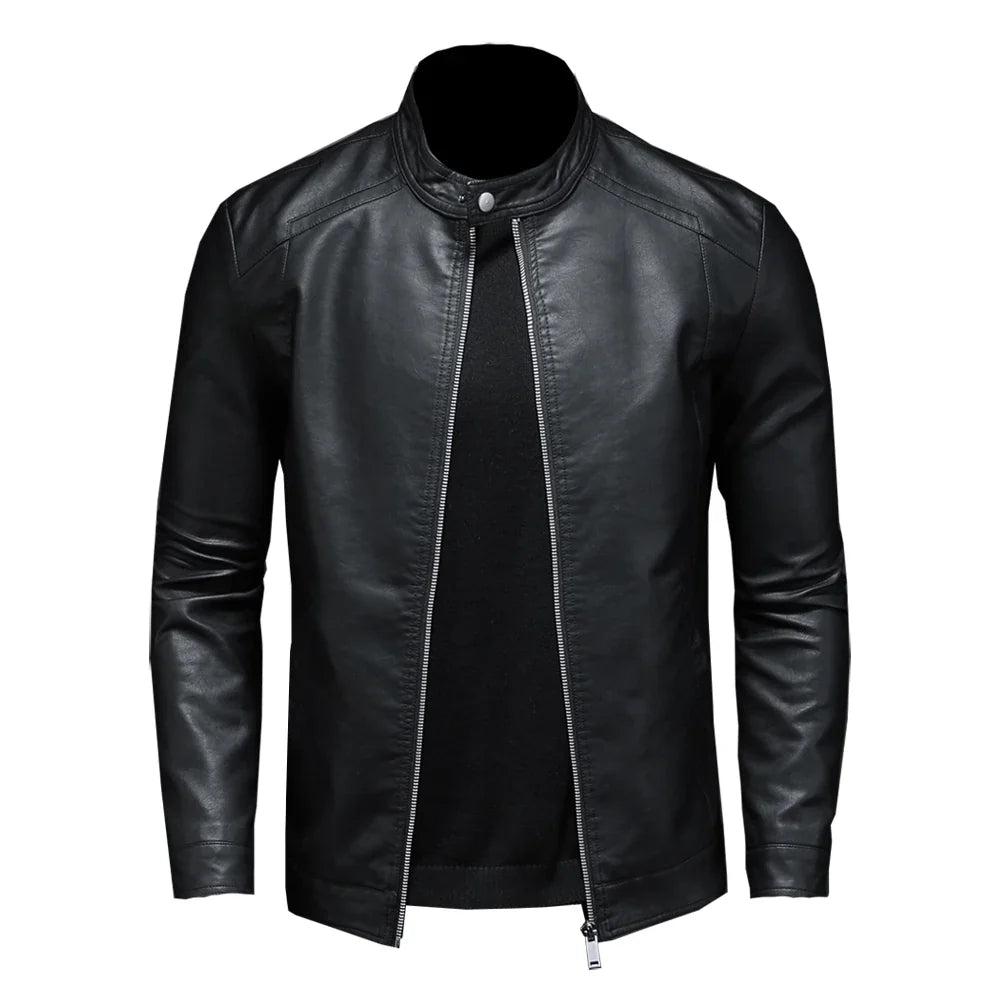 Jaqueta Masculina de Couro Biker Slim Levienna