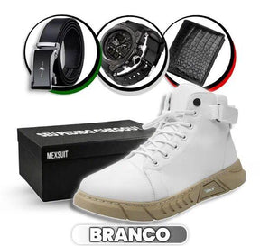 Kit Bota Italiana Vitello Masculina de Couro Legitimo + 3 BRINDES: Cinto, Relógio e Carteira - LeVienna