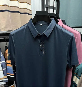 Camisa Polo Bordada em Seda - LeVienna