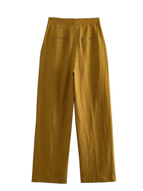 Calça Alfaiataria - Mustard - LeVienna