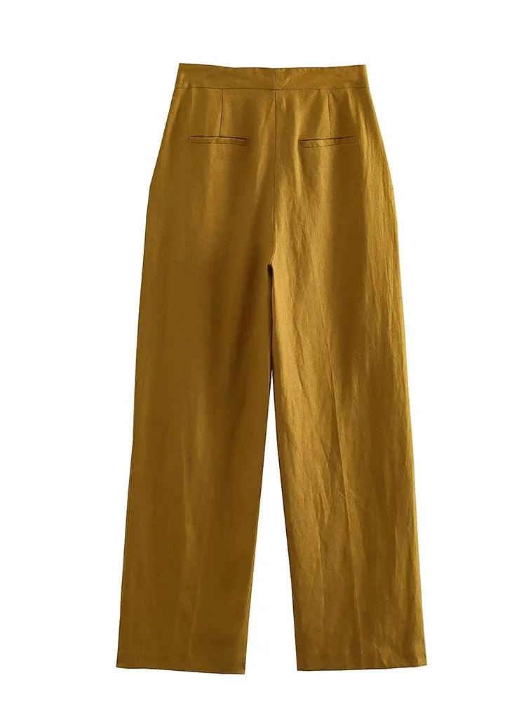 Calça Alfaiataria - Mustard - LeVienna